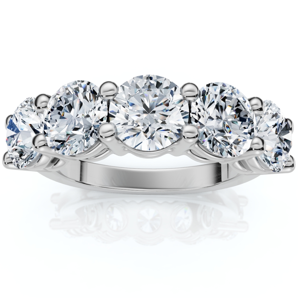 Pompeii 1 - 6.50Ct Diamond Wedding Ring Five Stone Anniversary Band 14k Gold Lab Grown